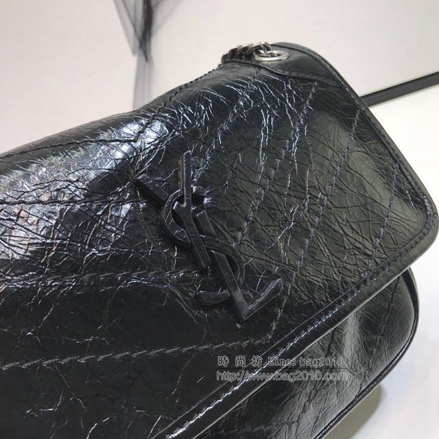 YSL爆款女士包包 聖羅蘭經典款Niki油蠟抓皺牛皮小號郵差包 YSL肩背斜挎包 533037  jjh1187